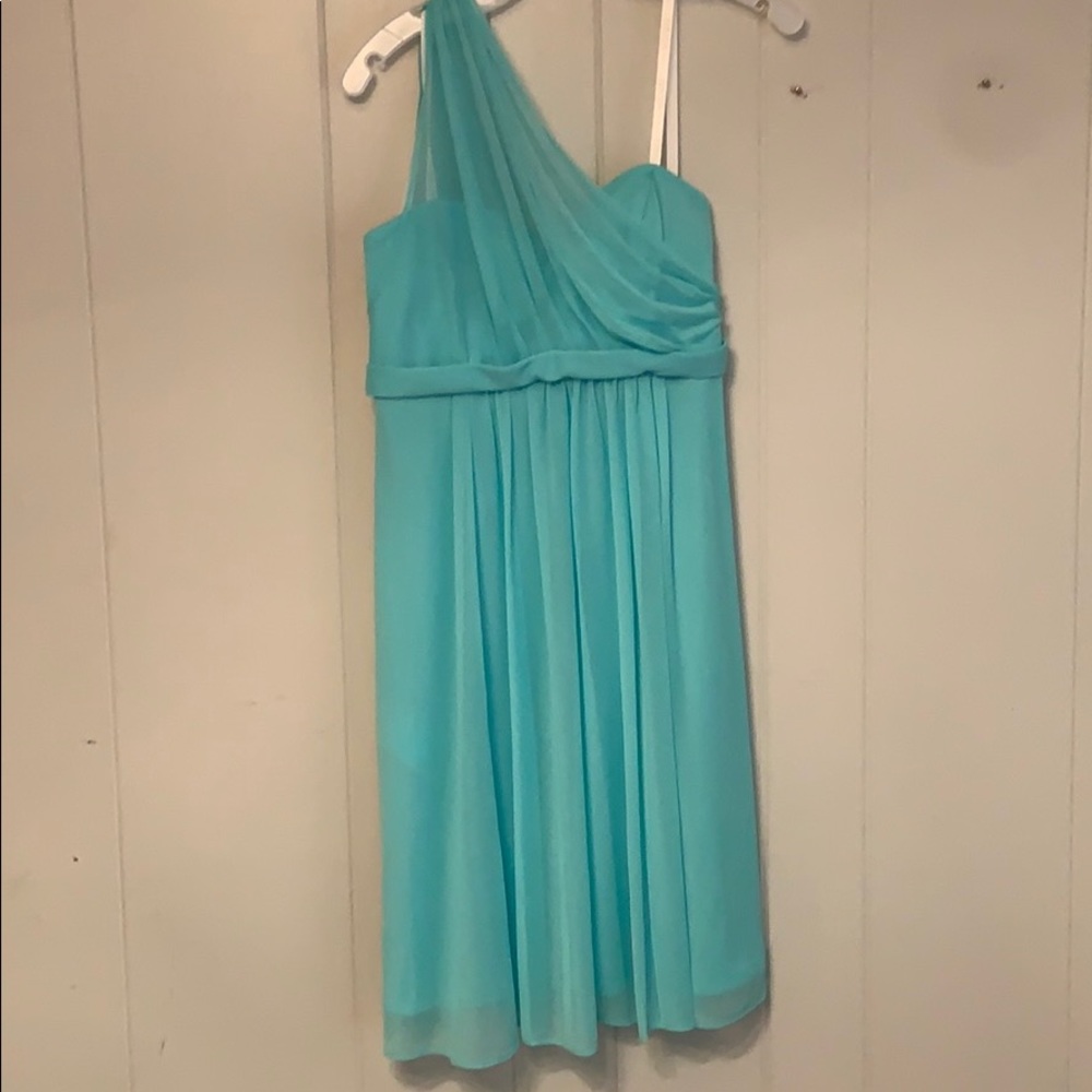 Short Illusion Mesh One Shoulder Bridesmaid Dress